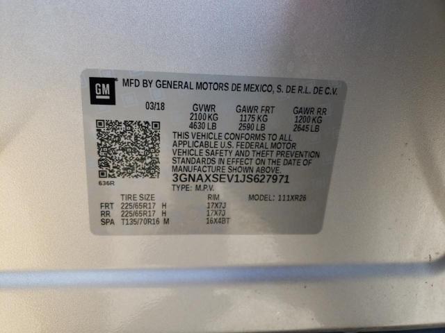 3GNAXSEV1JS627971 Chevrolet Equinox Lt 2018. Фото: 9
