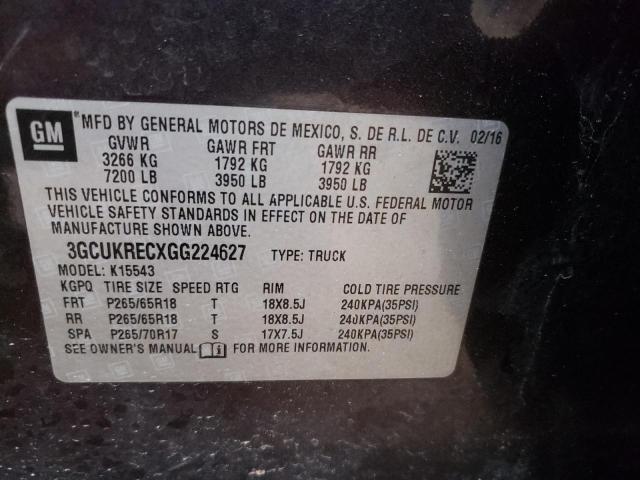 2016 CHEVROLET 1500 SILVE 3GCUKRECXGG224627