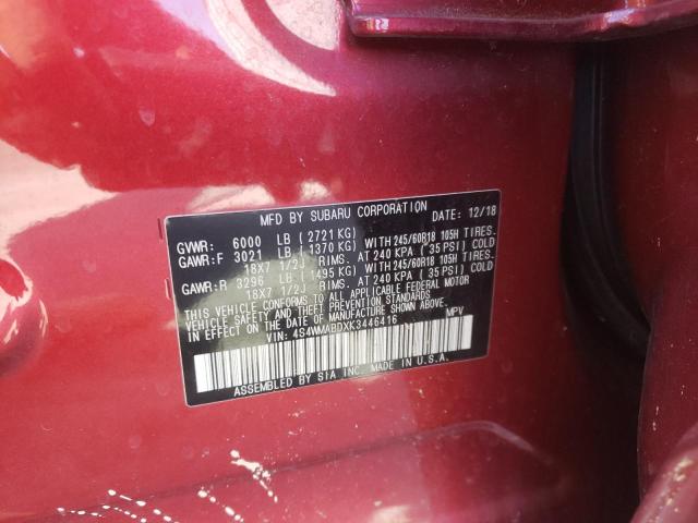 2019 SUBARU ASCENT PRE 4S4WMABDXK3446416