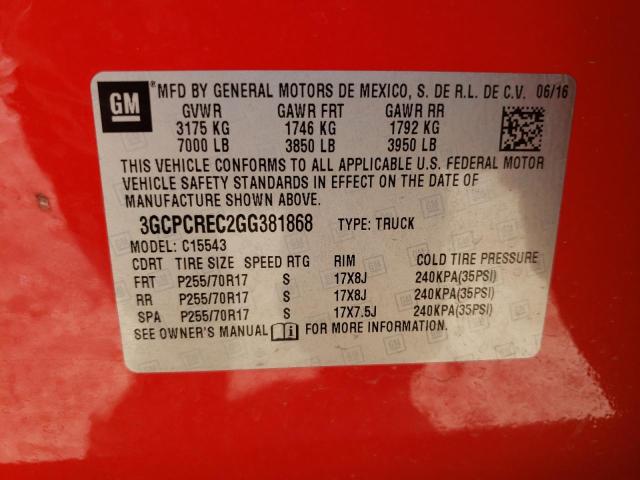 3GCPCREC2GG381868 Chevrolet Silverado 2016. Фото: 9