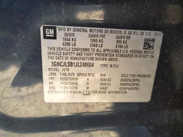 2018 CHEVROLET TRAX 1LT 3GNCJLSB1JL248604