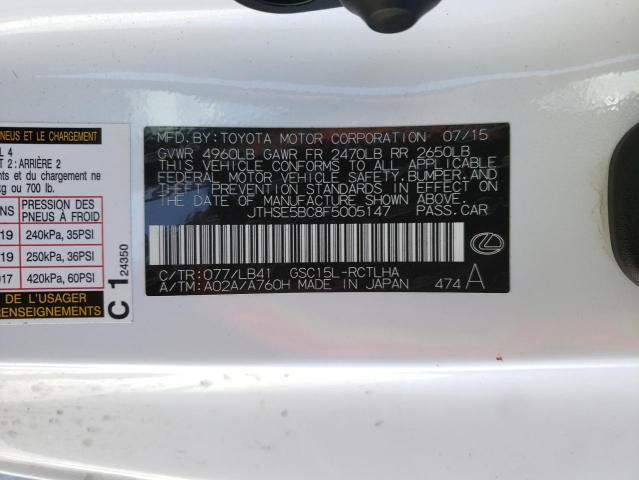 2015 LEXUS RC 350 JTHSE5BC8F5005147
