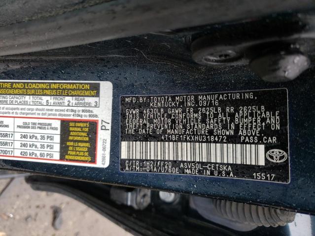 2017 TOYOTA CAMRY LE 4T1BF1FKXHU318472