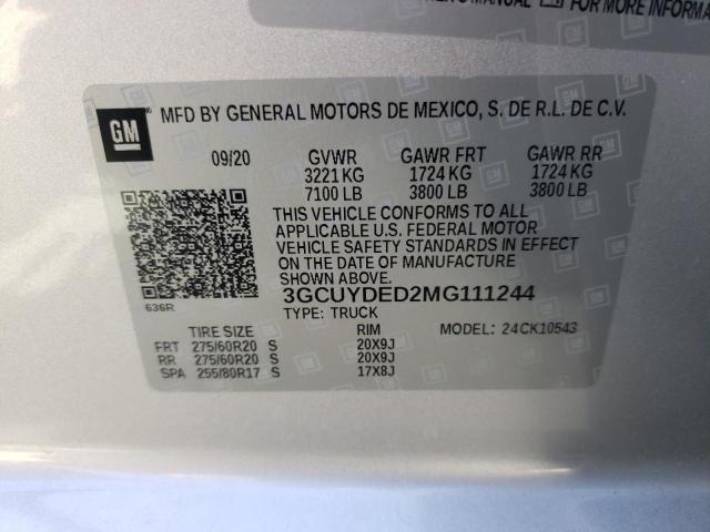 2021 CHEVROLET SILVRDO LT 3GCUYDED2MG111244