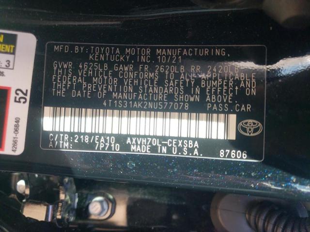 2022 TOYOTA CAMRY NIGH 4T1S31AK2NU577078
