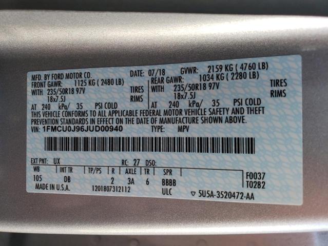 2018 FORD ESCAPE TIT 1FMCU0J96JUD00940