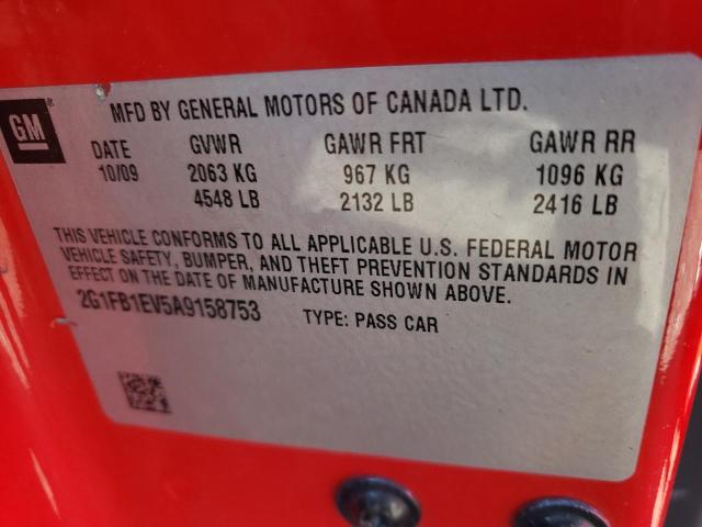 2G1FB1EV5A9158753 Chevrolet Camaro Lt 2010. Фото: 9