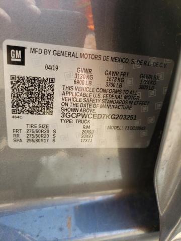 2019 CHEVROLET SILVRDO LT 3GCPWCED7KG203251