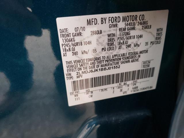 2LMDJ6JK1BBJ01552 Lincoln Mkx 2011. Фото: 9