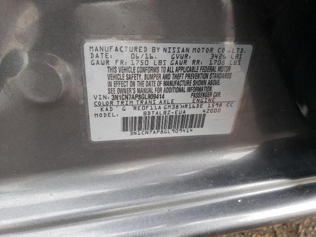 3N1CN7AP8GL909414 Nissan Versa S 2016. Фото: 9