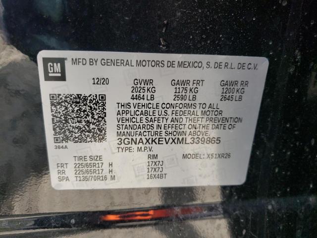 3GNAXKEVXML339865 Chevrolet Equinox Lt 2021. Фото: 9