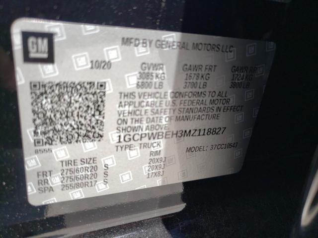 2021 CHEVROLET 1500 SILVE 1GCPWBEH3MZ118827