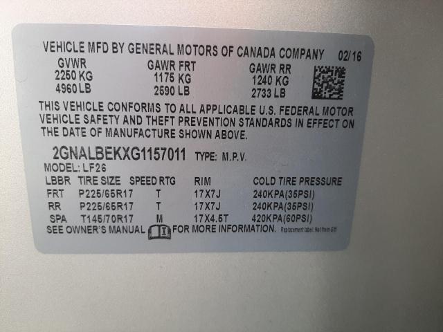 2016 CHEVROLET EQUINOX LS 2GNALBEKXG1157011