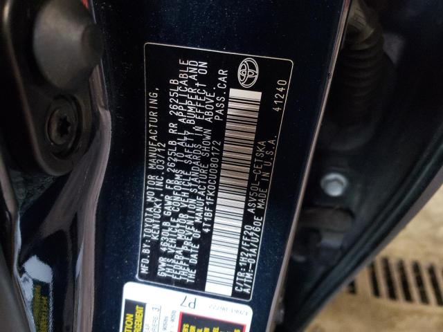 4T1BF1FK0CU080172 Toyota Camry Base 2012. Фото: 9
