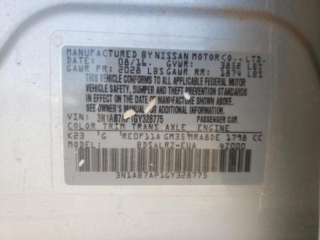 3N1AB7AP1GY328775 Nissan Sentra S 2016. Фото: 9