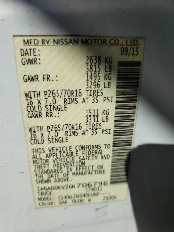 1N6AD0EV2GN706796 Nissan Frontier S 2016. Фото: 9