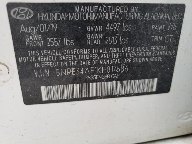 2019 HYUNDAI SONATA LIM 5NPE34AF1KH817586