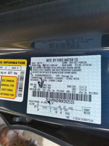 2019 FORD FUSION SE 3FA6P0HD9KR202535