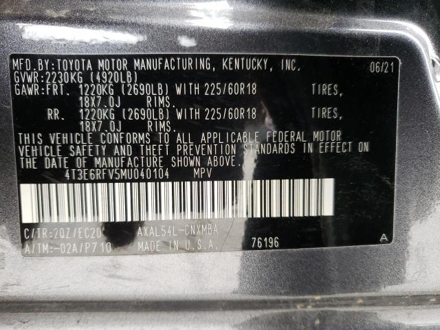 2021 TOYOTA RAV4 XSE 4T3E6RFV5MU040104