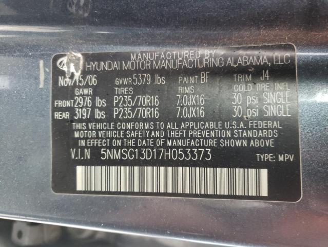 5NMSG13D17H053373 Hyundai Santa Fe G 2007. Фото: 9
