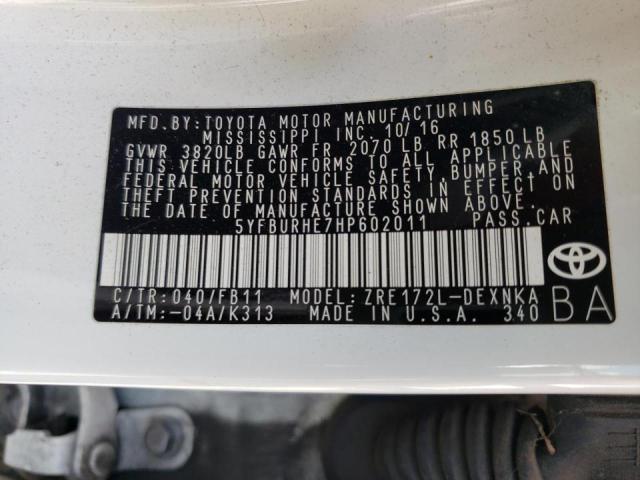 2017 TOYOTA COROLLA L 5YFBURHE7HP602011