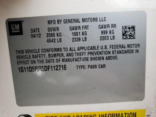 1G11D5RR5DF112716 Chevrolet Malibu 1Lt 2013. Фото: 9