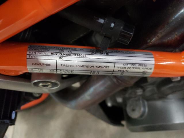 2016 KTM RC 390 MD2JGJ406GC286228