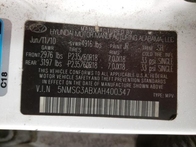 5NMSG3ABXAH400347 Hyundai Santa Fe G 2010. Фото: 9