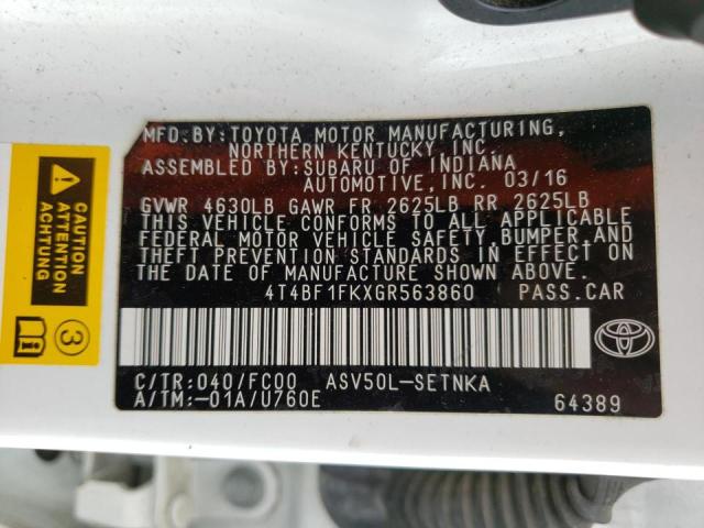 2016 TOYOTA CAMRY LE 4T4BF1FKXGR563860