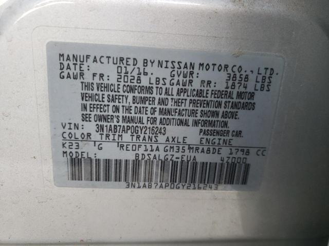 2016 NISSAN SENTRA 3N1AB7AP0GY216243