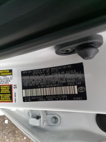 2022 TOYOTA CAMRY LE 4T1R11AK0NU663512