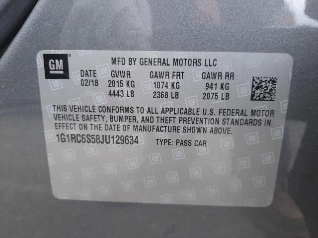 2018 CHEVROLET VOLT LT 1G1RC6S58JU129634