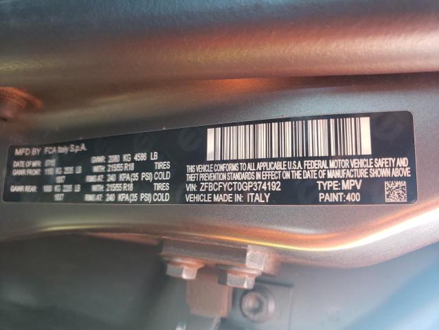 2016 FIAT 500X TREKK ZFBCFYCT0GP374192