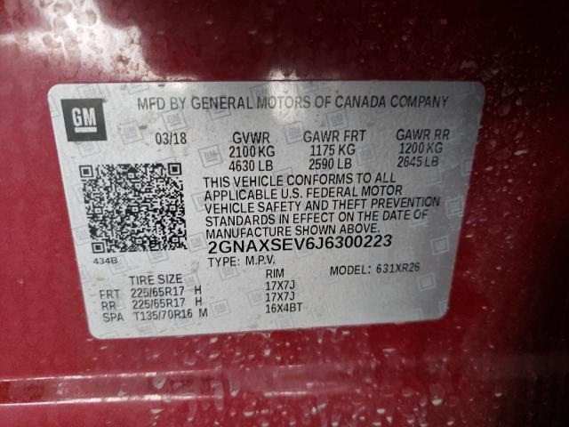2018 CHEVROLET EQUINOX LT 2GNAXSEV6J6300223