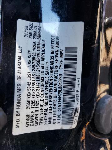 2020 HONDA PILOT BLAC 5FNYF6H79LB043280