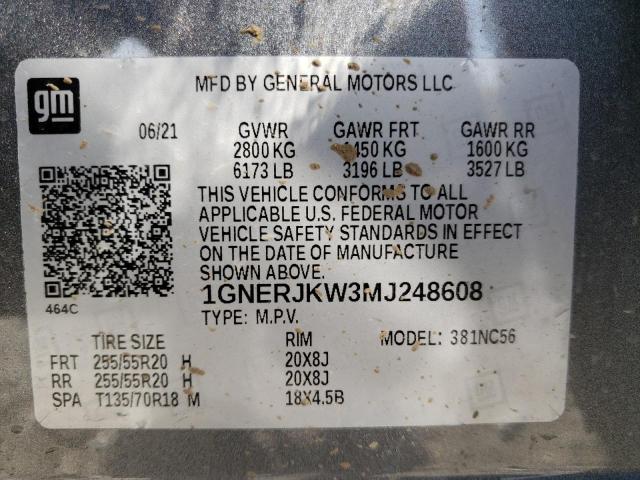 2021 CHEVROLET TRAVERSE R 1GNERJKW3MJ248608