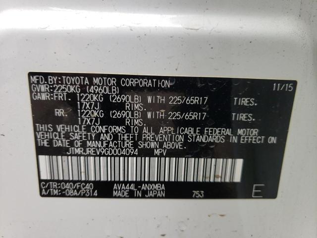 2016 TOYOTA RAV4 HV XL JTMRJREV9GD004094