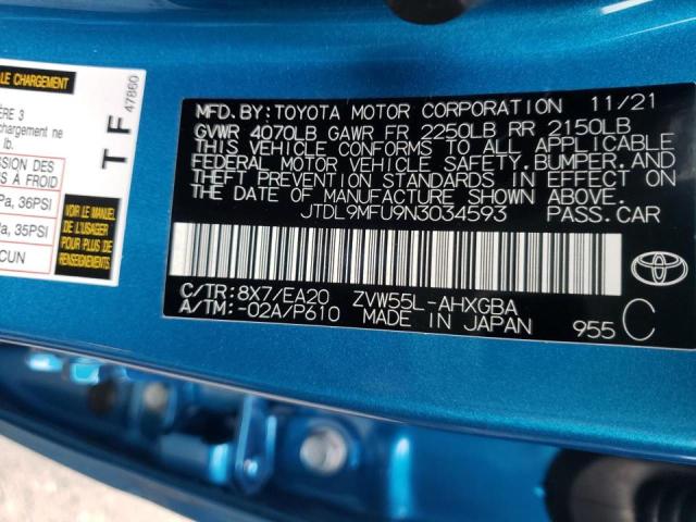 2022 TOYOTA PRIUS LE JTDL9MFU9N3034593