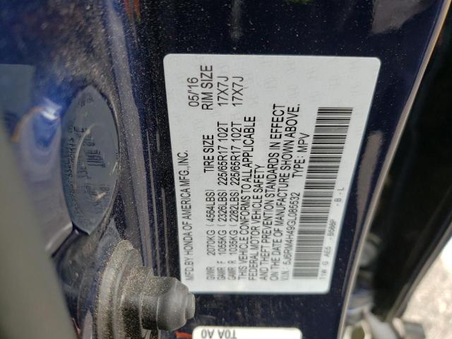 2016 HONDA CR-V SE 5J6RM4H49GL085532