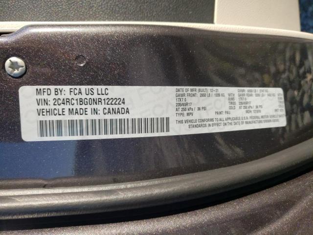2022 CHRYSLER PACIFICA 2C4RC1BG0NR122224