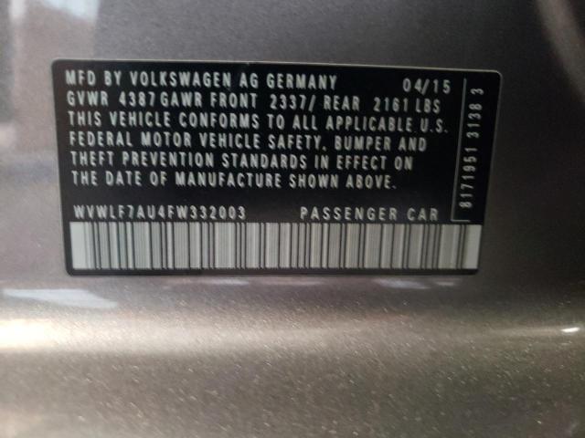 2015 VOLKSWAGEN GOLF R WVWLF7AU4FW332003