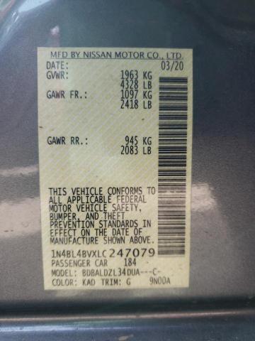 2020 NISSAN ALTIMA S 1N4BL4BVXLC247079