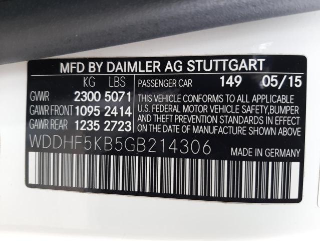2016 MERCEDES-BENZ E CLASS WDDHF5KB5GB214306