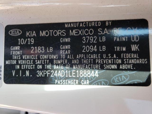 3KPF24AD1LE188844 KIA FORTE FE