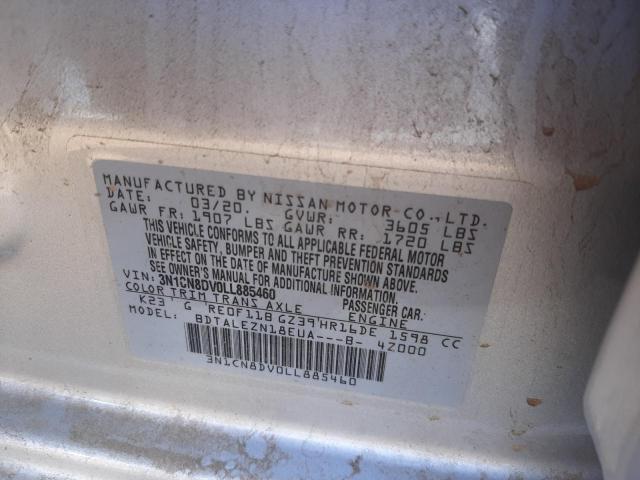 3N1CN8DV0LL885460 Nissan Versa S 2020. Фото: 9