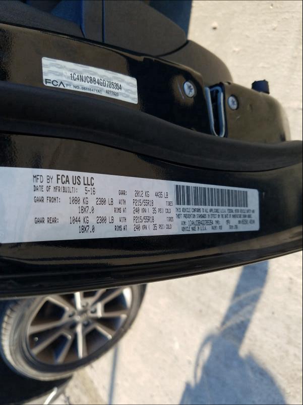 2016 JEEP COMPASS SP 1C4NJCBB4GD785354