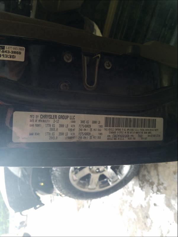 2012 DODGE RAM 1500 L 1C6RD7NT4CS213430