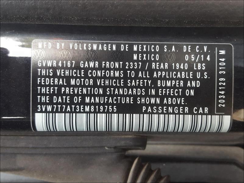 2014 VOLKSWAGEN BEETLE TUR 3VW7T7AT3EM819755