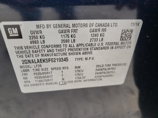 2015 CHEVROLET EQUINOX LS 2GNALAEK5F6219345