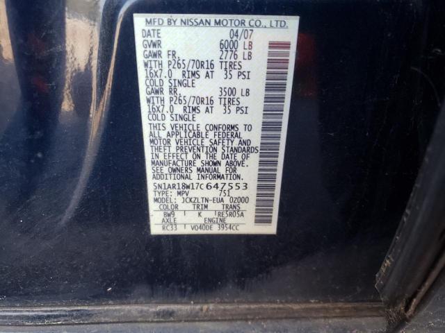 5N1AR18W17C647553 Nissan Pathfinder 2007. Фото: 9